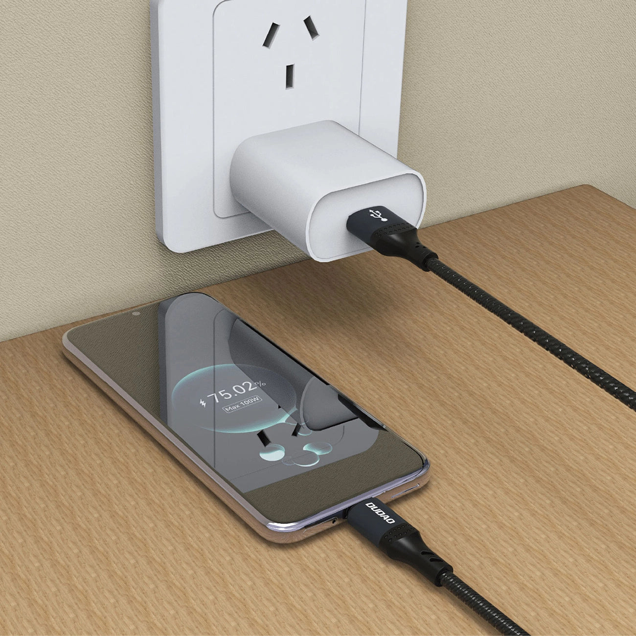 Dudao L3ST USB-A - USB-C 5A Kabel 1,2 m geflochten - Schwarz