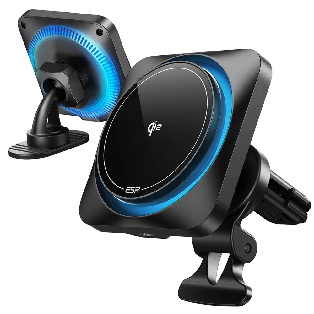 ESR Halolock CryoBoost Induktionsladegeräthalter mit MagSafe für Armaturenbrett und Lüftungsschlitze mit Qi 2 15W – Schwarz