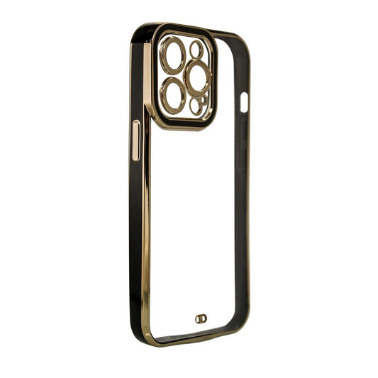 Fashion Case Hülle für Samsung Galaxy A12 5G Gold Frame Gel Cover Schwarz