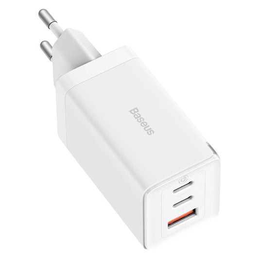 GaN 2xUSB C 1xUSB 65W Schnellladegerät Baseus GaN5 Pro + USB C - USB C 100W Kabel - Weiß