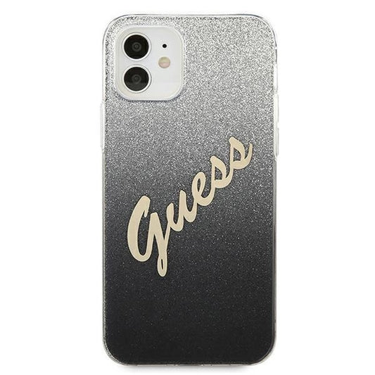 Guess GUHCP12SPCUGLSBK iPhone 12 mini 5,4" schwarz/schwarzes Hardcase Glitter Gradient Script