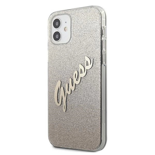 Guess GUHCP12SPCUGLSGO iPhone 12 mini 5,4" Gold/Gold Hardcase Glitter Gradient Script