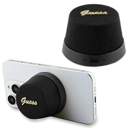 Guess Magnetic Script Metal Bluetooth-Lautsprecher – Schwarz