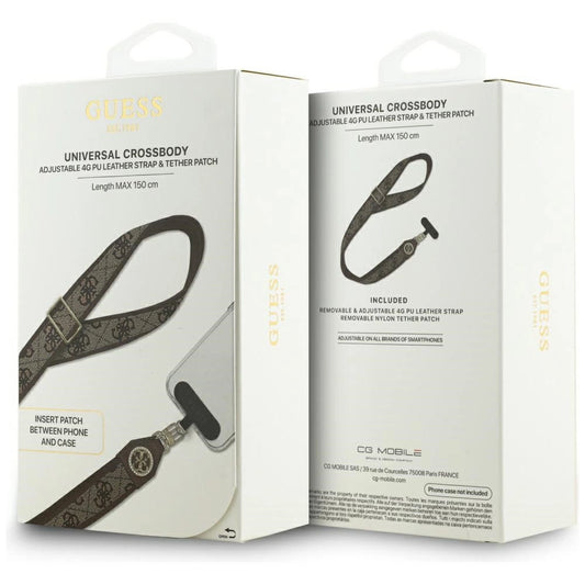 Guess Universal CBDY 4G Tether Patch Strass Metal Logo Phone Lanyard - Braun