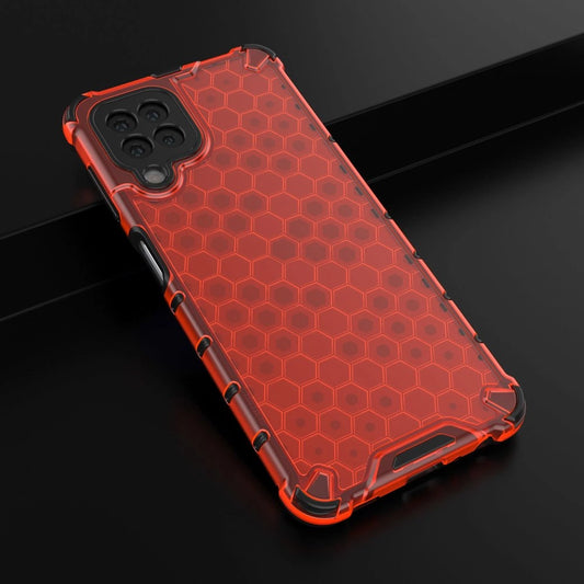 Honeycomb Handyhülle Schutzhülle mit TPU Rahmen für Samsung Galaxy A22 4G rot