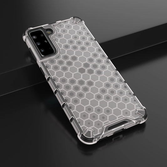 Honeycomb Handyhülle Schutzhülle mit TPU Rahmen für Samsung Galaxy S21+ 5G (S21 Plus 5G) transparent