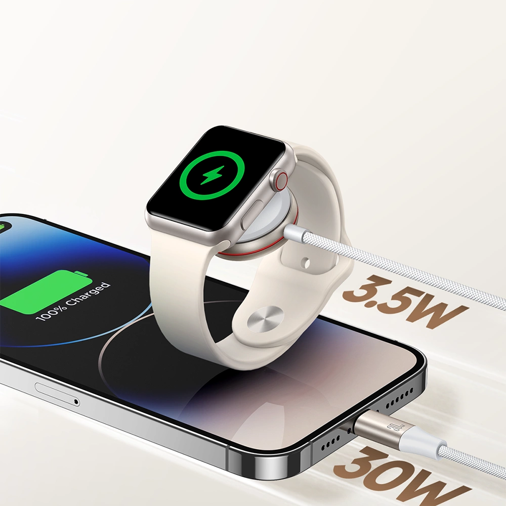 Joyroom 2-in-1- Lightning -Kabel und induktives Ladegerät für Apple Watch 1,5 m weiß (S-IW012)