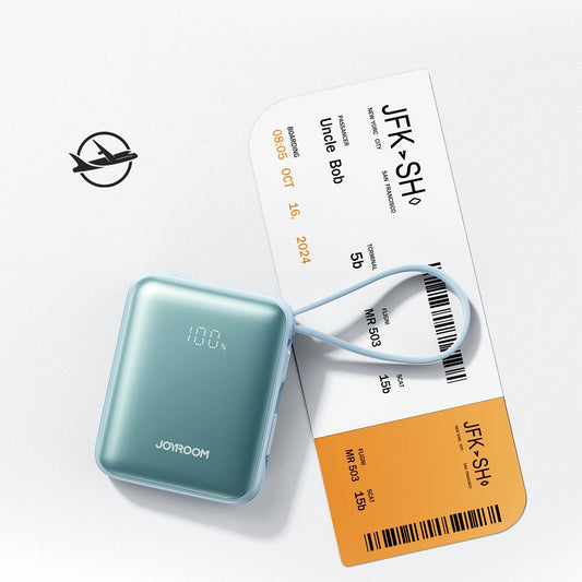 Joyroom JR-PBF27 22,5 W 10000 mAh Powerbank mit zwei integrierten Kabeln - Blau