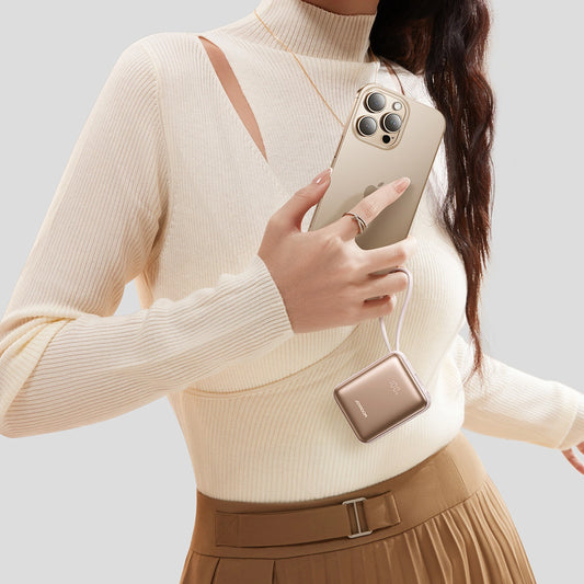 Joyroom JR-PBF27 22,5 W 10000 mAh Powerbank mit zwei integrierten Kabeln - Gold