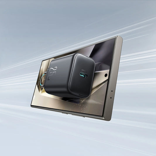 Joyroom JR-TCF23 Netzwerkladegerät USB-C 25W SFC / PPS / PD - Schwarz + USB-C / USB-C-Kabel 1 m