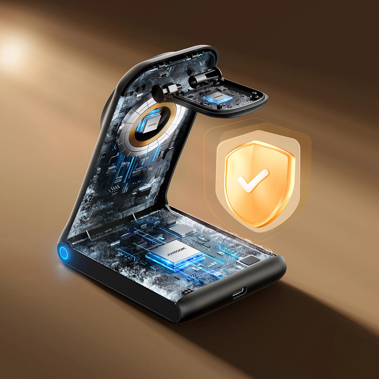 Joyroom JR-W15 Wireless Charger 3-in-1 Ladestation mit MagSafe - Schwarz