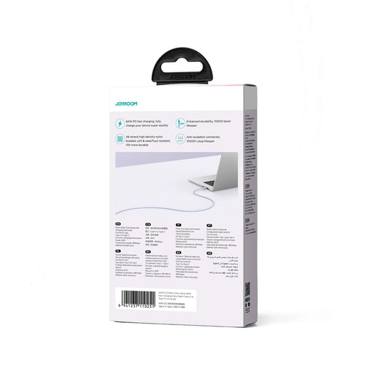Joyroom Multi-Color Series S-A34 USB-C / USB-C PD-Kabel 60 W 1 m – Lila