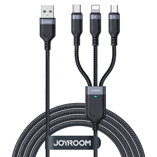 Joyroom Multi-Use Series S-A18 3in1 USB-A – Lightning /USB-C/Micro-USB-Kabel 0,3 m – Schwarz