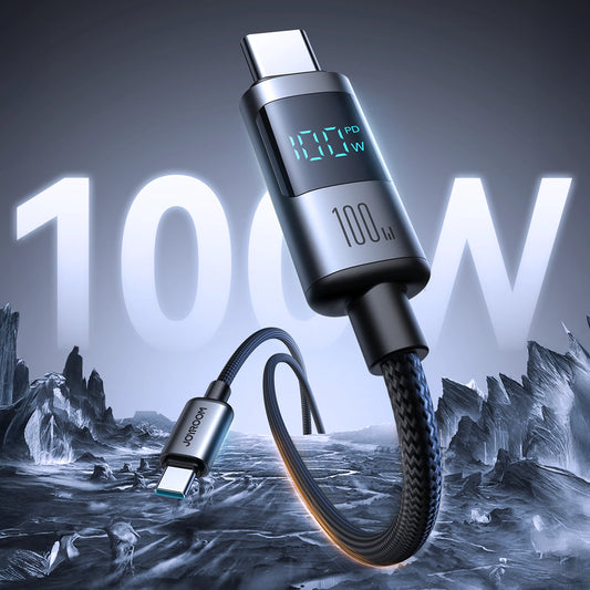 Joyroom S-A16 Pro Prism Series 100W USB-C-Kabel – USB-C mit Digitalanzeige 1,2 m – Schwarz