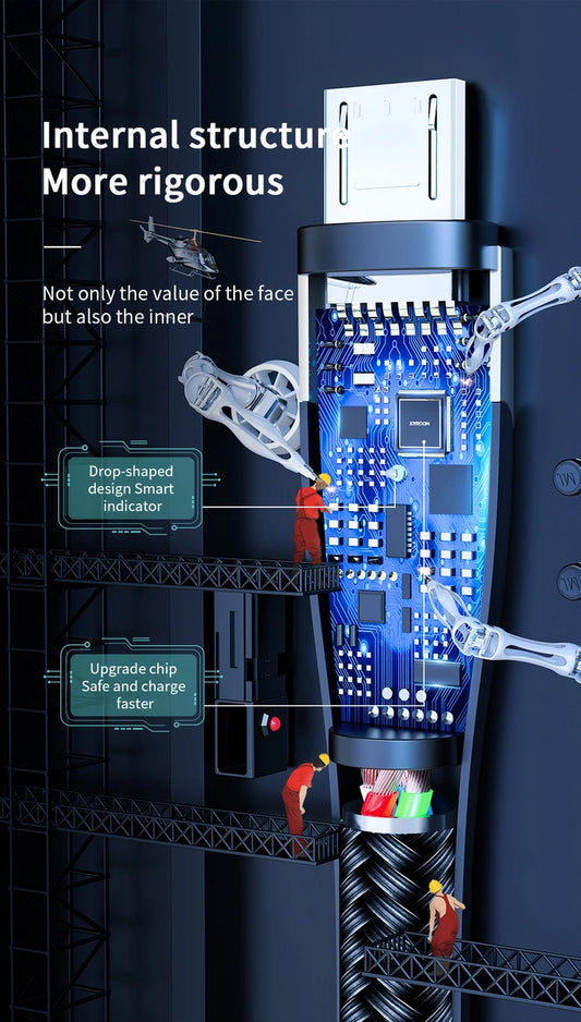 Joyroom Sharp Series S-M411 USB-A/Micro-USB-3A-Kabel 1,2 m mit Ladeanzeige – Schwarz
