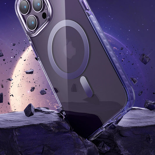 Kingxbar PQY Ice Crystal Series Magnethülle für iPhone 14 Plus MagSafe grau