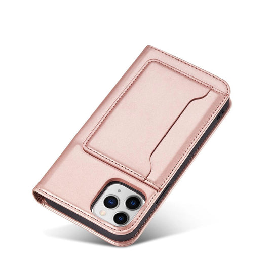Magnetkartenhülle für iPhone 12 Pro Tasche Kartenetui Kartenständer Rosa