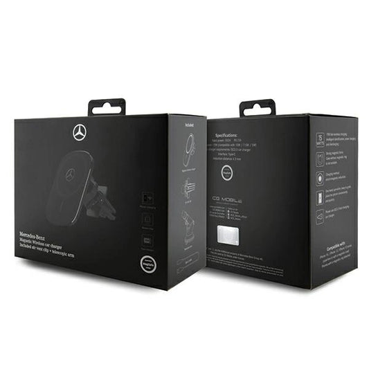 Mercedes MEWCCGSLK 15W Induktionshalter für Lüftungsschlitze/Glas schwarz/schwarz Silver Stars MagSafe