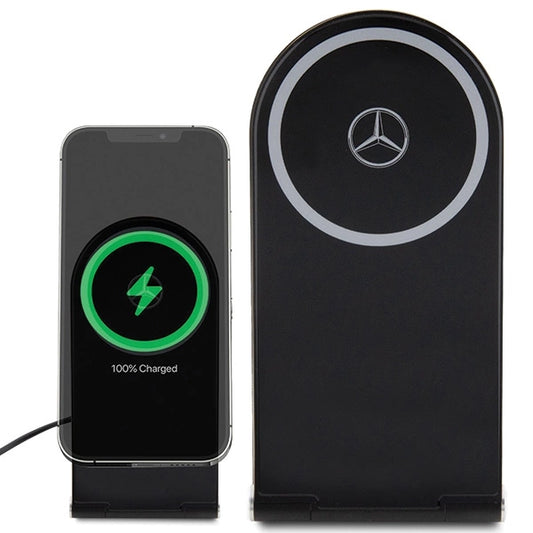 Mercedes Silver Stars MagSafe faltbares 2in1 15W induktives Ladegerät – Schwarz