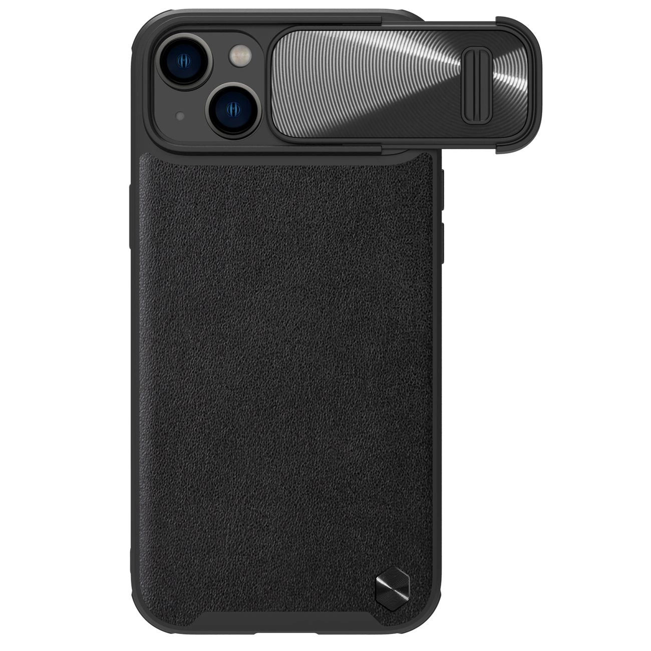 Nillkin CamShield Leather S Case iPhone 14 Hülle mit Kameraabdeckung schwarz