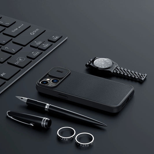 Nillkin Qin Cloth Pro Case Schutzhülle für iPhone 14 Plus, Kamera-Abdeckung, Holster-Abdeckung, Klapphülle, Grau