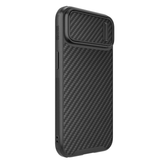 Nillkin Synthetic Fiber S Case iPhone 14 Plus Hülle mit Kameraabdeckung, schwarz