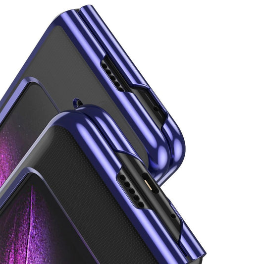 Plating Case hard case Electroplating frame Handyhülle Schutzhülle für Samsung Galaxy Fold blau
