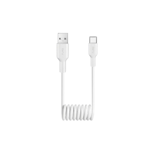 Puro 10W USB-A - USB-C Spiralkabel 1m - Weiß