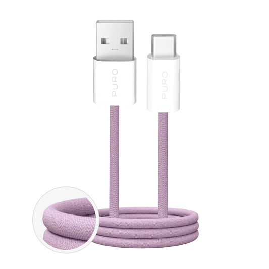 Puro Fabrik 2.0 10W USB-A - USB-C Geflochtenes Kabel 1,5m - Rosa