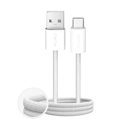Puro Fabrik 2.0 10W USB-A - USB-C Geflochtenes Kabel 1,5m - Weiß