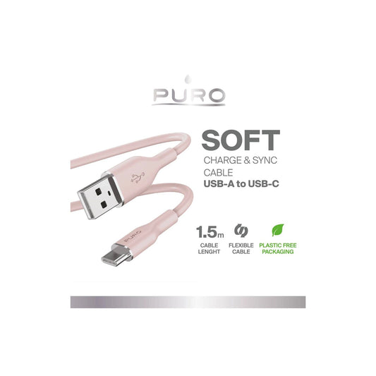 Puro Soft USB-A – USB-C-Kabel 1,5 m – Rosa