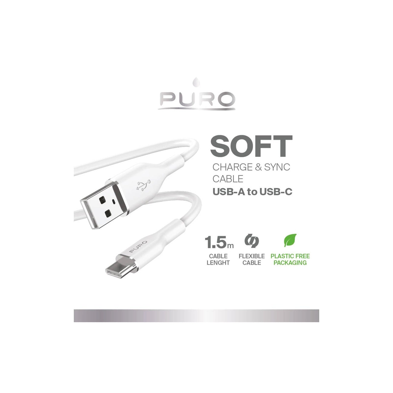 Puro Soft USB-A - USB-C-Kabel 1,5 m - Weiß