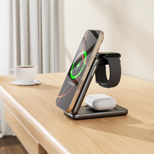 QI15W-A42 3in1 induktives Ladegerät mit MagSafe für Apple-Geräte – Gold