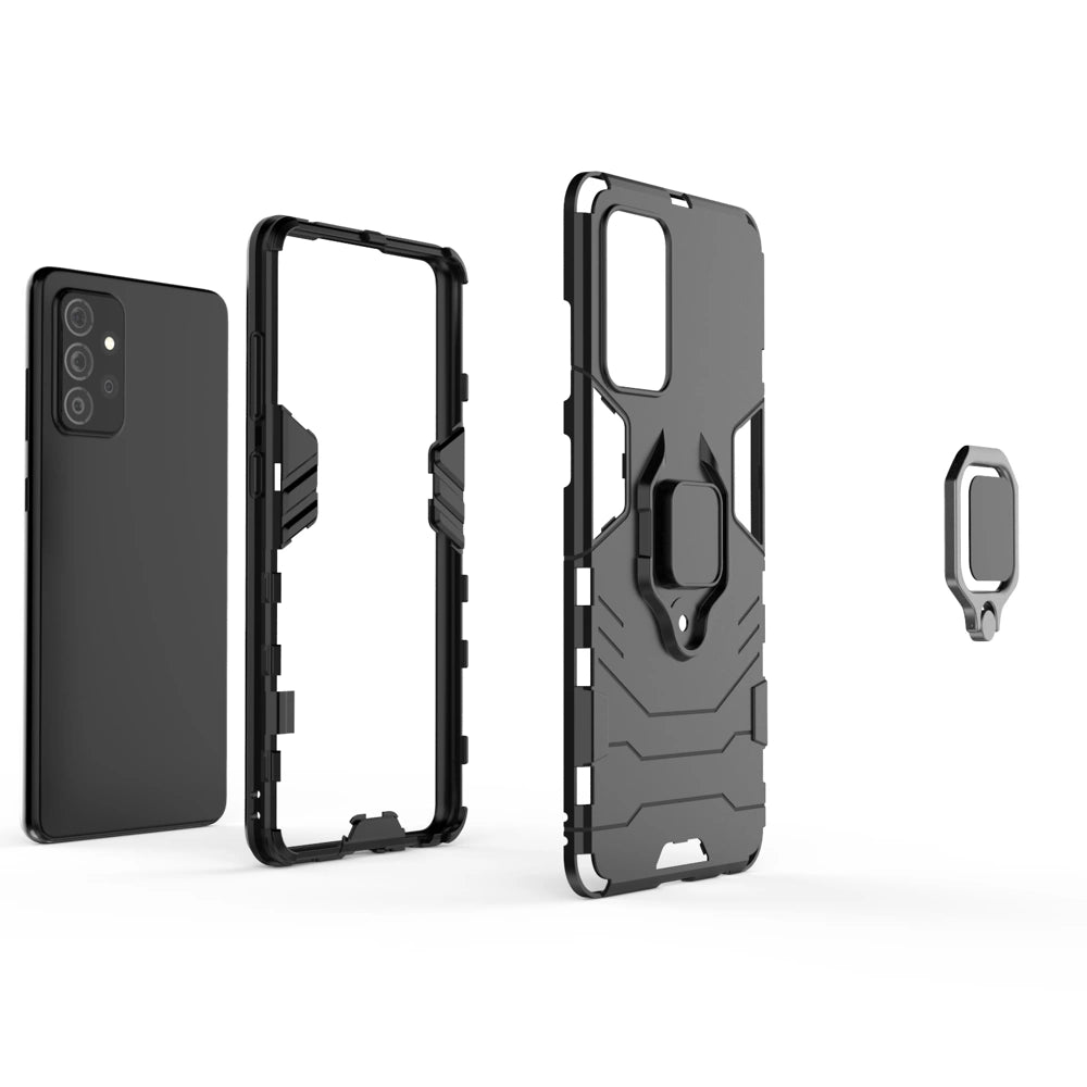 Ring Armor robuste Kickstand TPU/PC Panzer Handyhülle Hard Case für Samsung Galaxy A72 4G blau