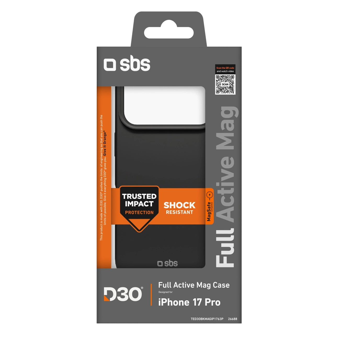 SBS Full Active Mag Case mit D3O-Technologie für iPhone 17 Pro – Schwarz