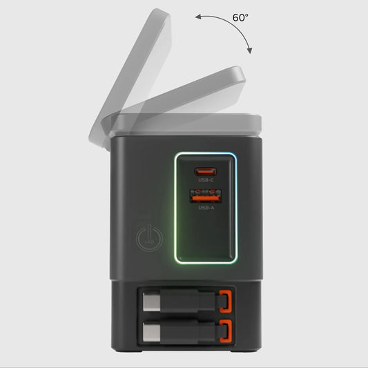 SBS Power Dock 6-in-1 mit MagSafe, Ständer und USB-C-Kabeln 65 W – Schwarz