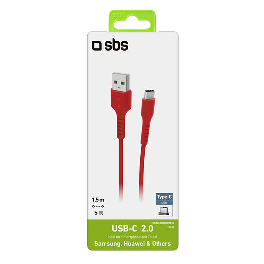 SBS TECABLEMICROC15R USB-A - USB-C-Kabel 1,5 m - rot