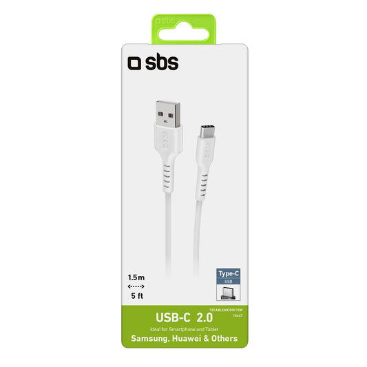 SBS TECABLEMICROC15W USB-A – USB-C-Kabel 1,5 m – Weiß