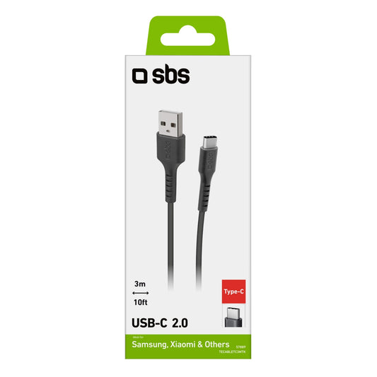 SBS TECABLETC3MTK USB-A – USB-C-Kabel 3 m – Schwarz