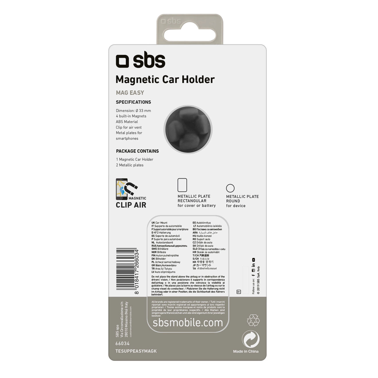 SBS TESUPPEASYMAGK Smartphone-Halterung magnetisch, für Lüftungsschlitze - schwarz