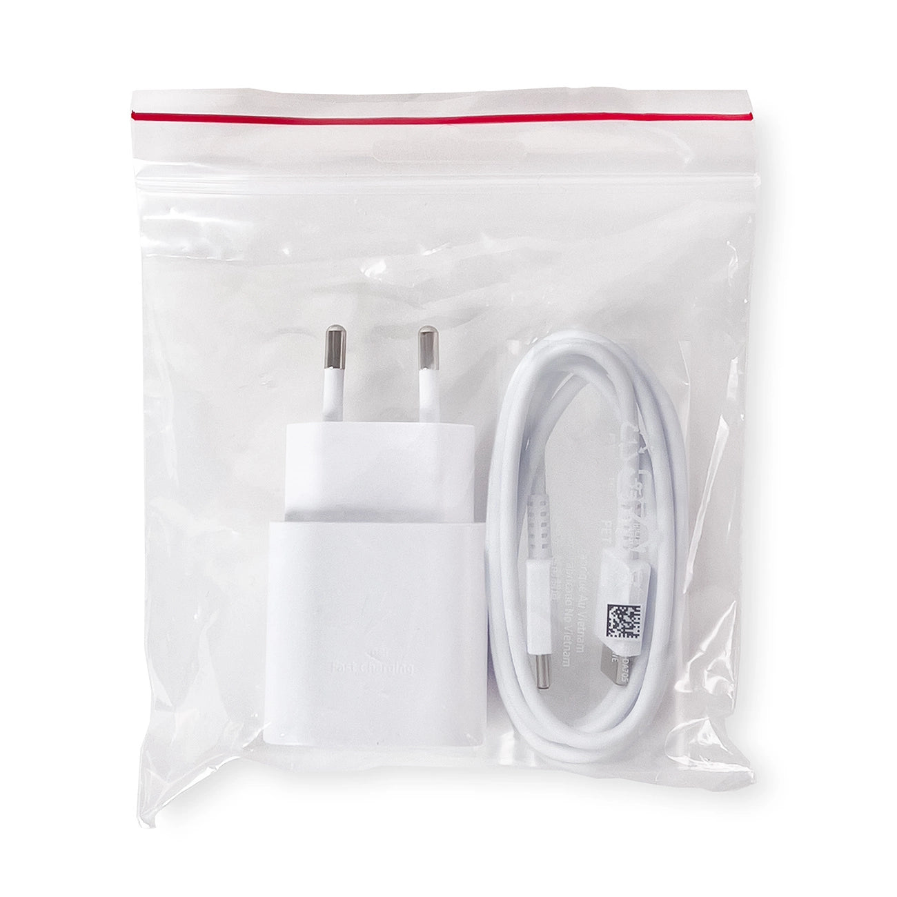 Samsung 25W EP-TA800EWE USB-C Wandladegerät mit Samsung EP-DA705BWE USB-C / USB-C Kabel Ersatzverpackung - weiß