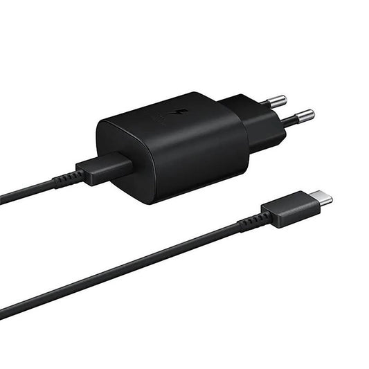 Samsung EP-TA800EBE USB-C-Wandladegerät (25 W, inkl. Ersatzkabel für Samsung EP-DA705BBE USB-C/USB-C-Kabel), Schwarz