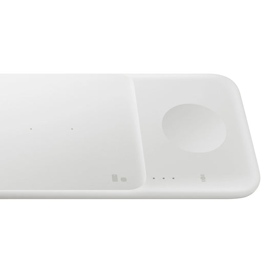 Samsung Trio EP-P6300TWEGEU 3-in-1-Induktionsladegerät für Telefon / Galaxy Watch / Buds - Weiß + Netzladegerät + Kabel