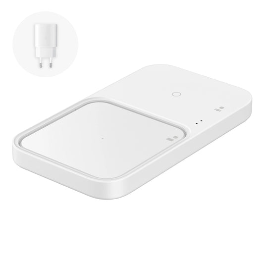 Samsung Wireless Charger Duo EP-P5400TWEGEU induktives Ladegerät 15W - Weiß + Netzladegerät + Kabel