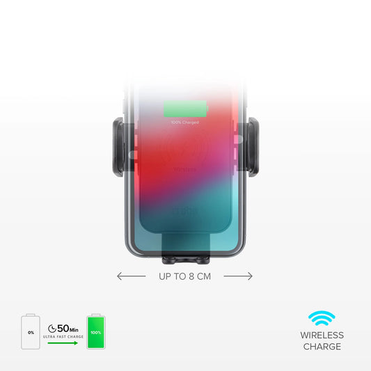 Smartphone-Halterung mit SBS TESUPWIR15WAUT kabellosem Ladegerät für Lüftungsschlitze – Schwarz