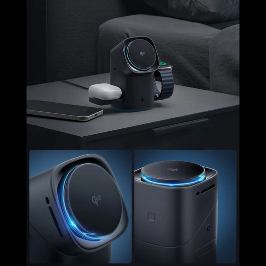 Spigen Essential EF223MS 3-in-1 QI2 Kabelloses Ladegerät - Schwarz