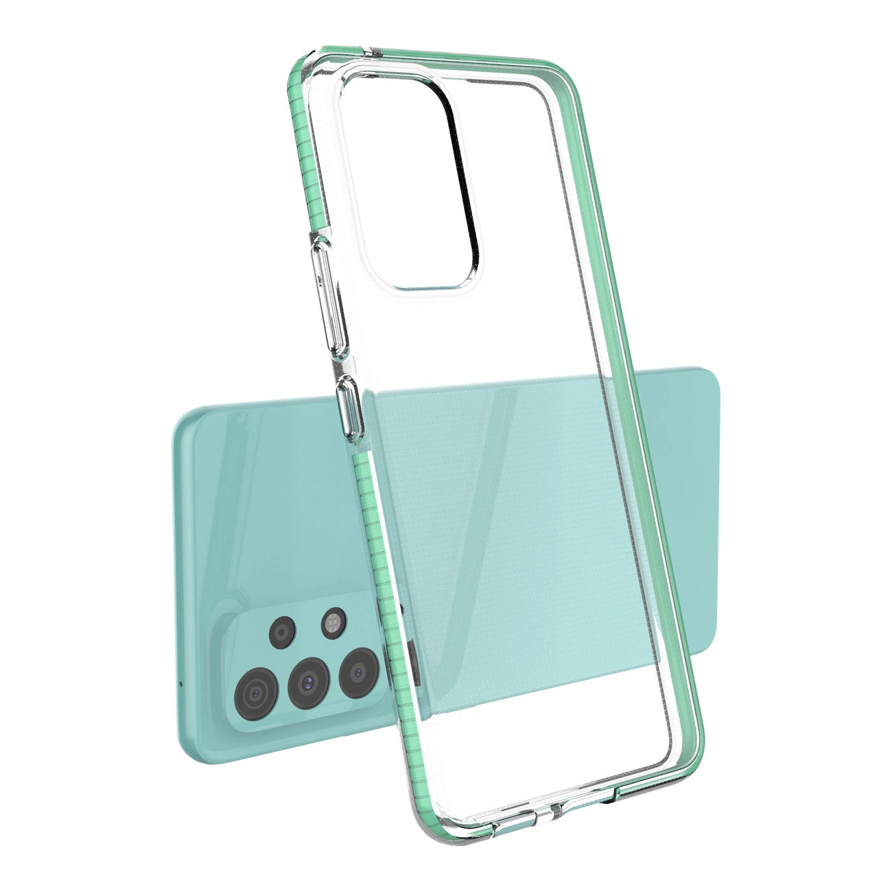 Spring Case Cover Gel Cover mit farbigem Rahmen für das Samsung Galaxy A73 dunkelblau