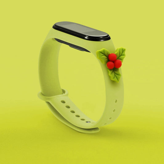 Strap Xmas für Xiaomi Mi Band 3 / 4 Weihnachts-Silikonarmband mit Stechpalme - Grün