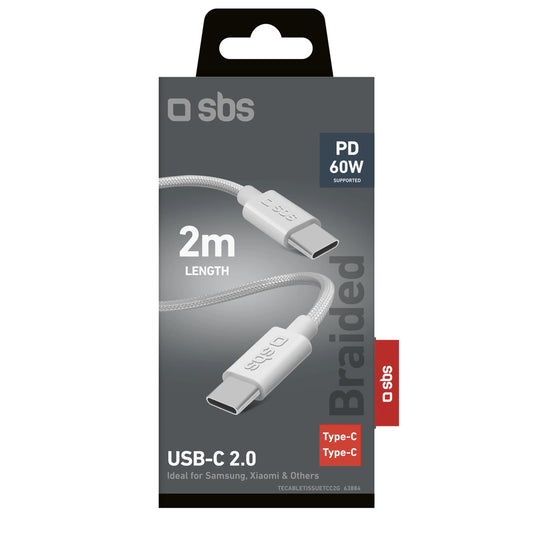 TECABLETISSUETC2G SBS-Kabel 2 x USB-C 2 m 60 W mit Power Delivery – grau