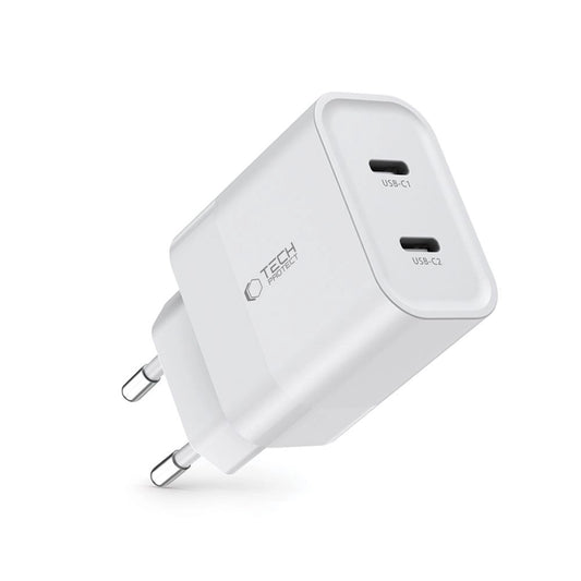 Tech-Protect C20W Netzladegerät 2x USB-C PD 20W - Weiß